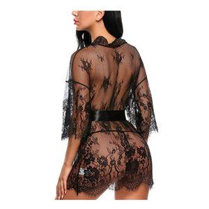 Lingeriebyritchie | Intimates & Sleepwear | Lace Kimono Robe Babydoll Lingerie Mesh Nightgown